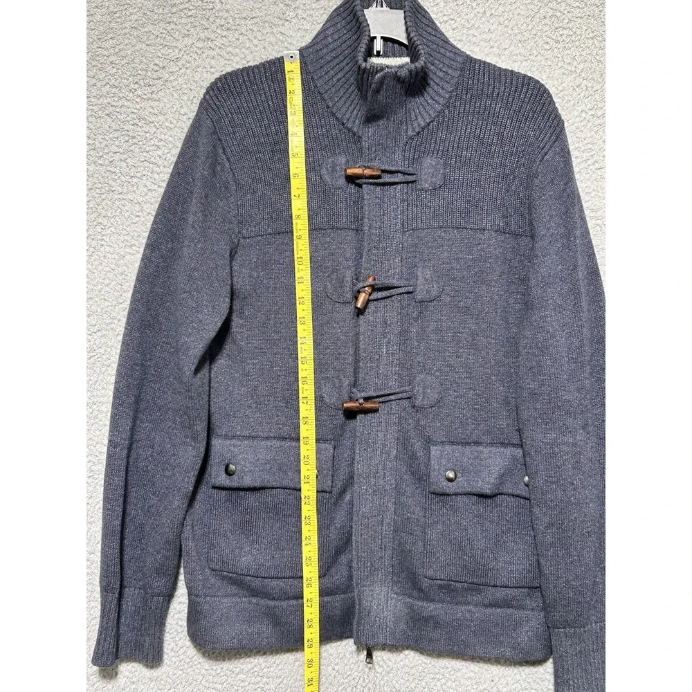 Banana Republic Toggle Full Zip Cardigan Men Medium Smoky Blue Fisherman Classic